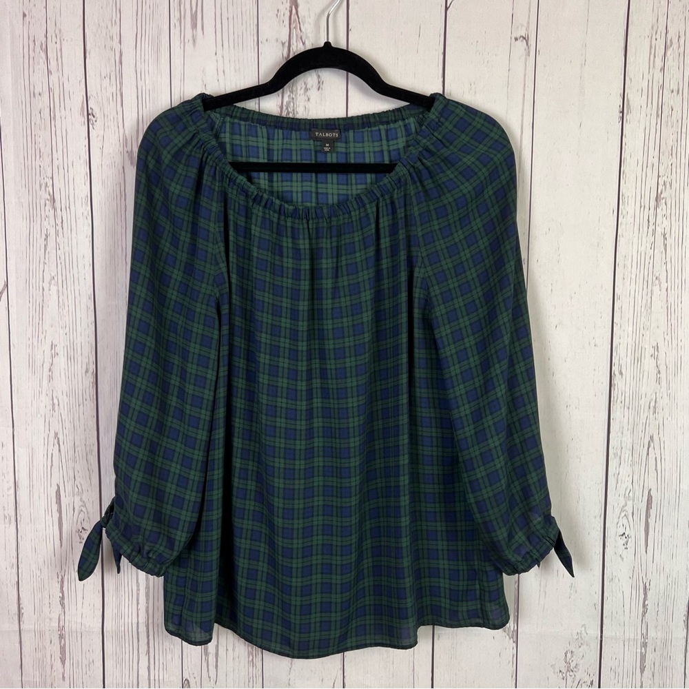 Talbots | plaid blouse